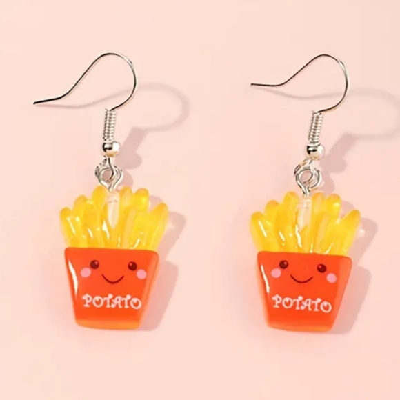 Jewelry - French Fry Earrings Plastic Lightweight Fun